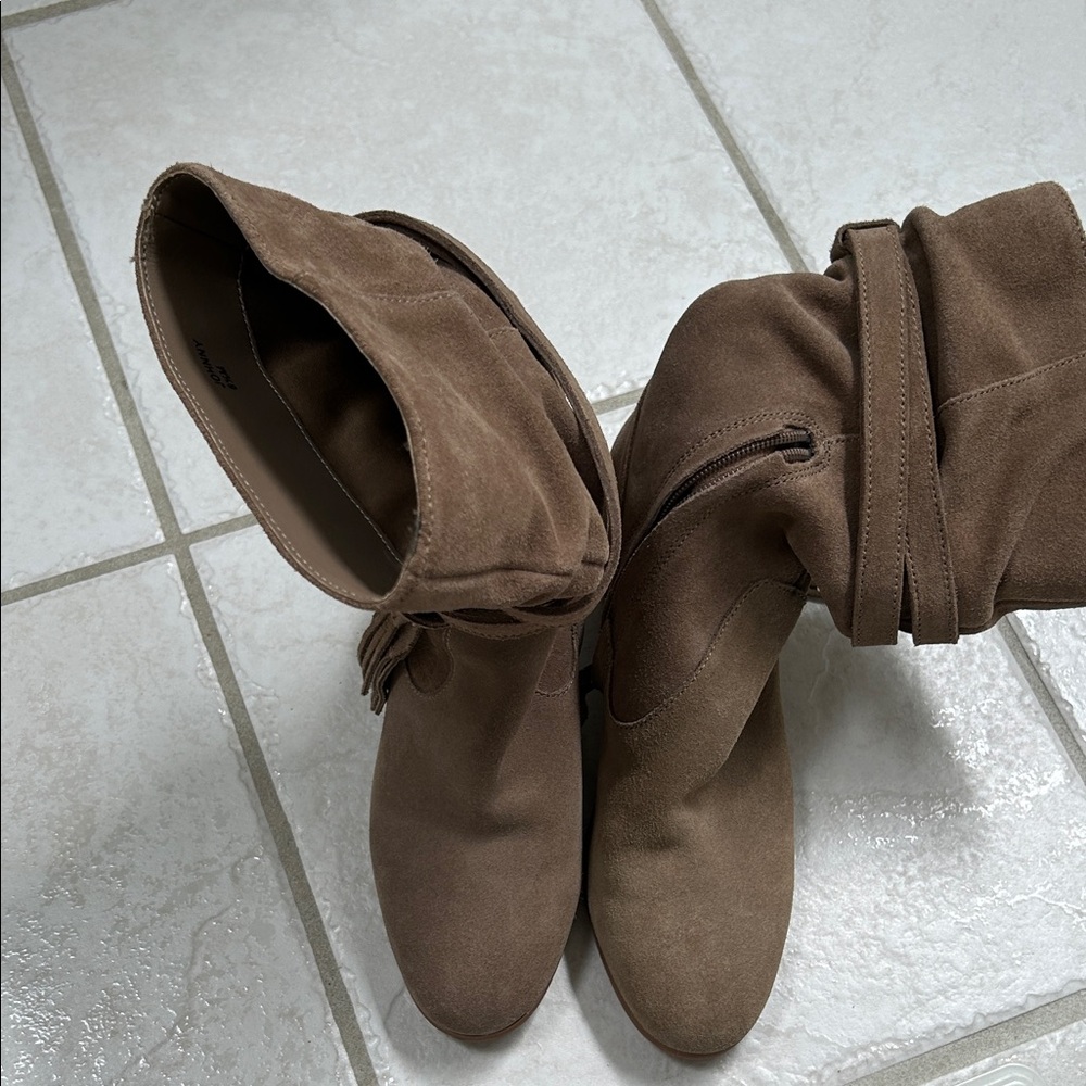Tahari Tan Suede Heeled Boots